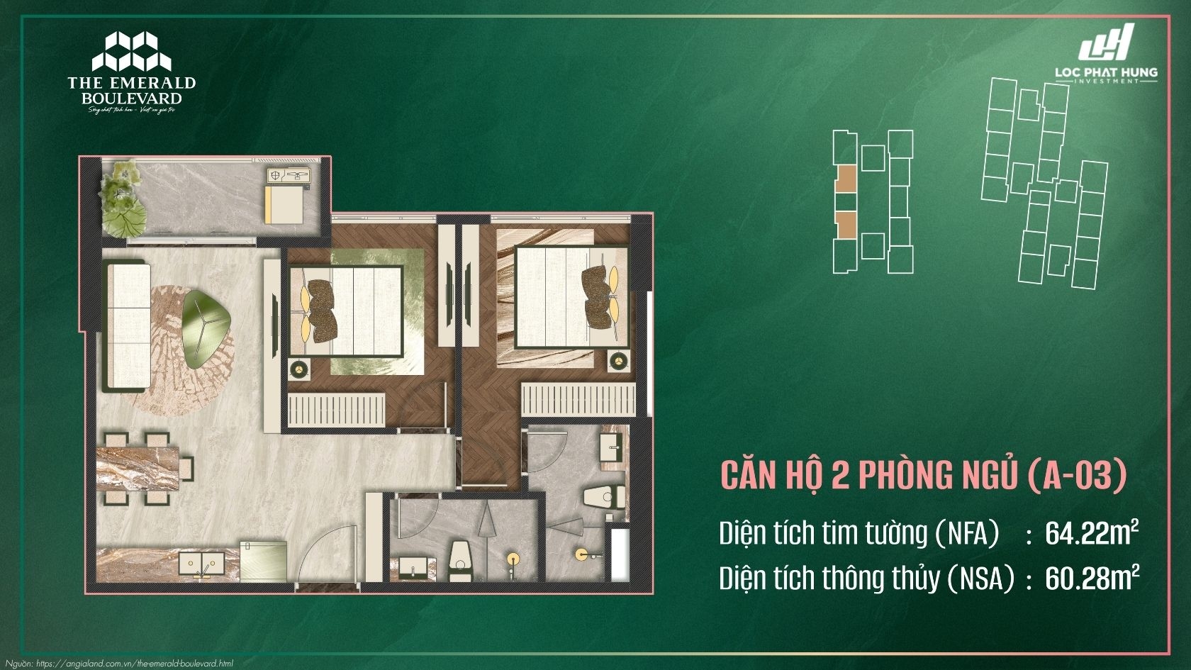 Thiết kế chi tiết căn hộ chung cư cao cấp The Emerald Boulevard