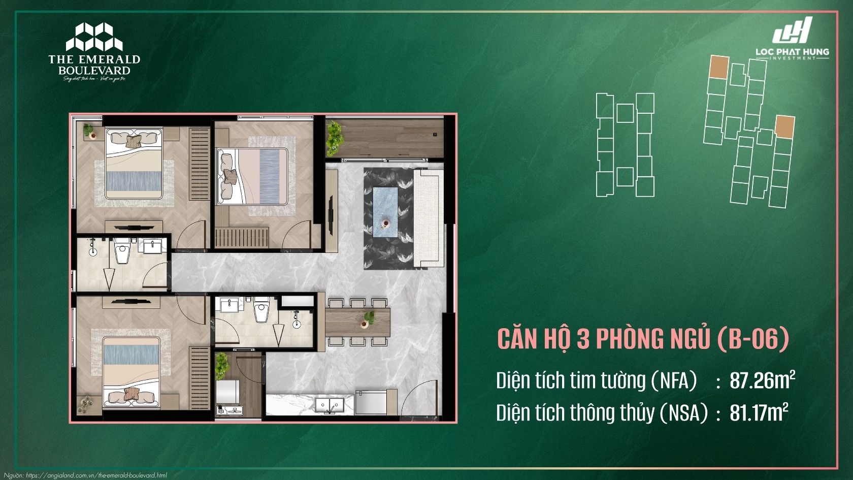 Thiết kế chi tiết căn hộ chung cư cao cấp The Emerald Boulevard