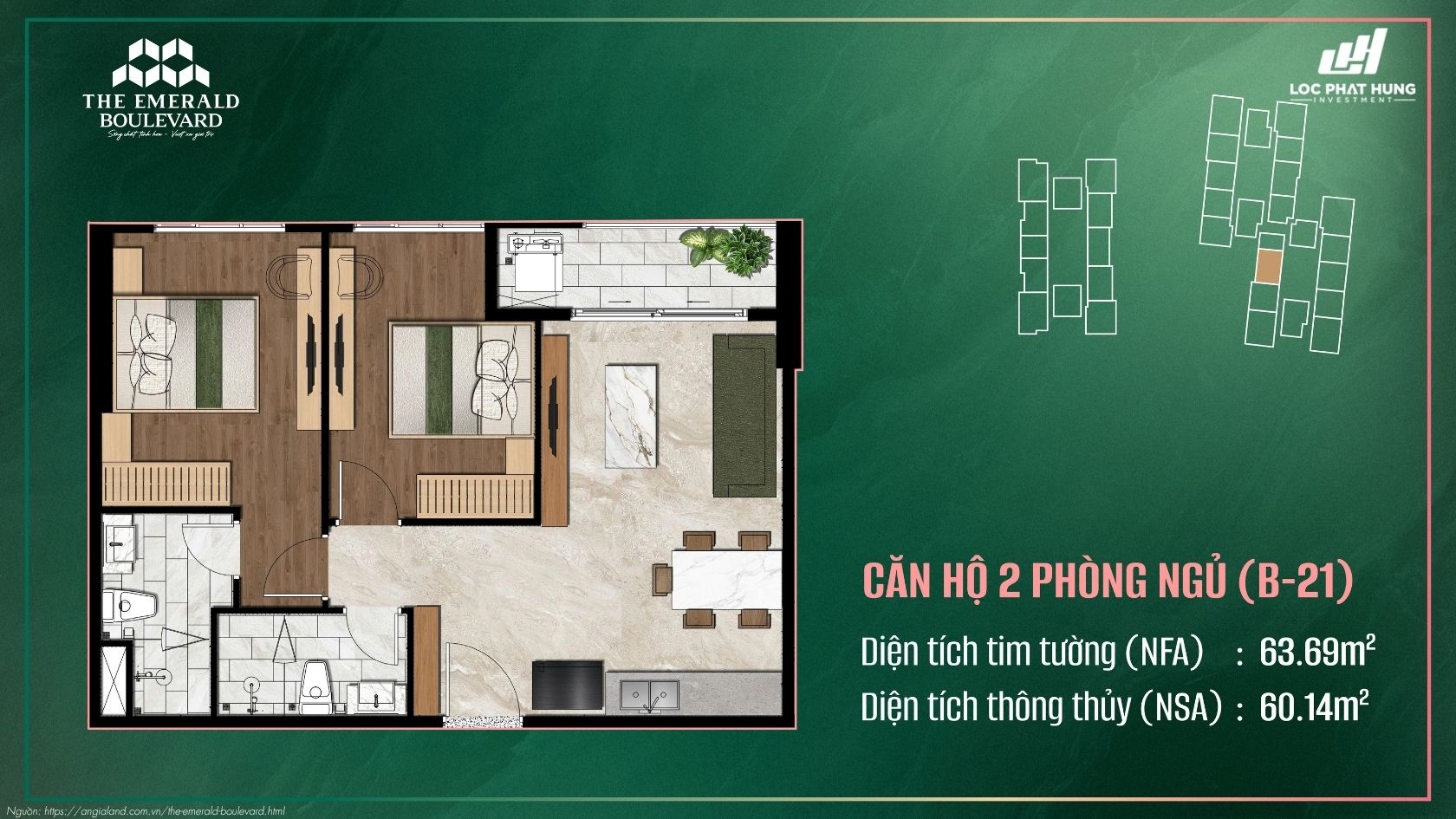 Thiết kế chi tiết căn hộ chung cư cao cấp The Emerald Boulevard