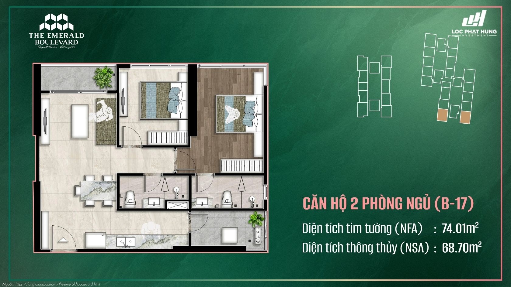 Thiết kế chi tiết căn hộ chung cư cao cấp The Emerald Boulevard