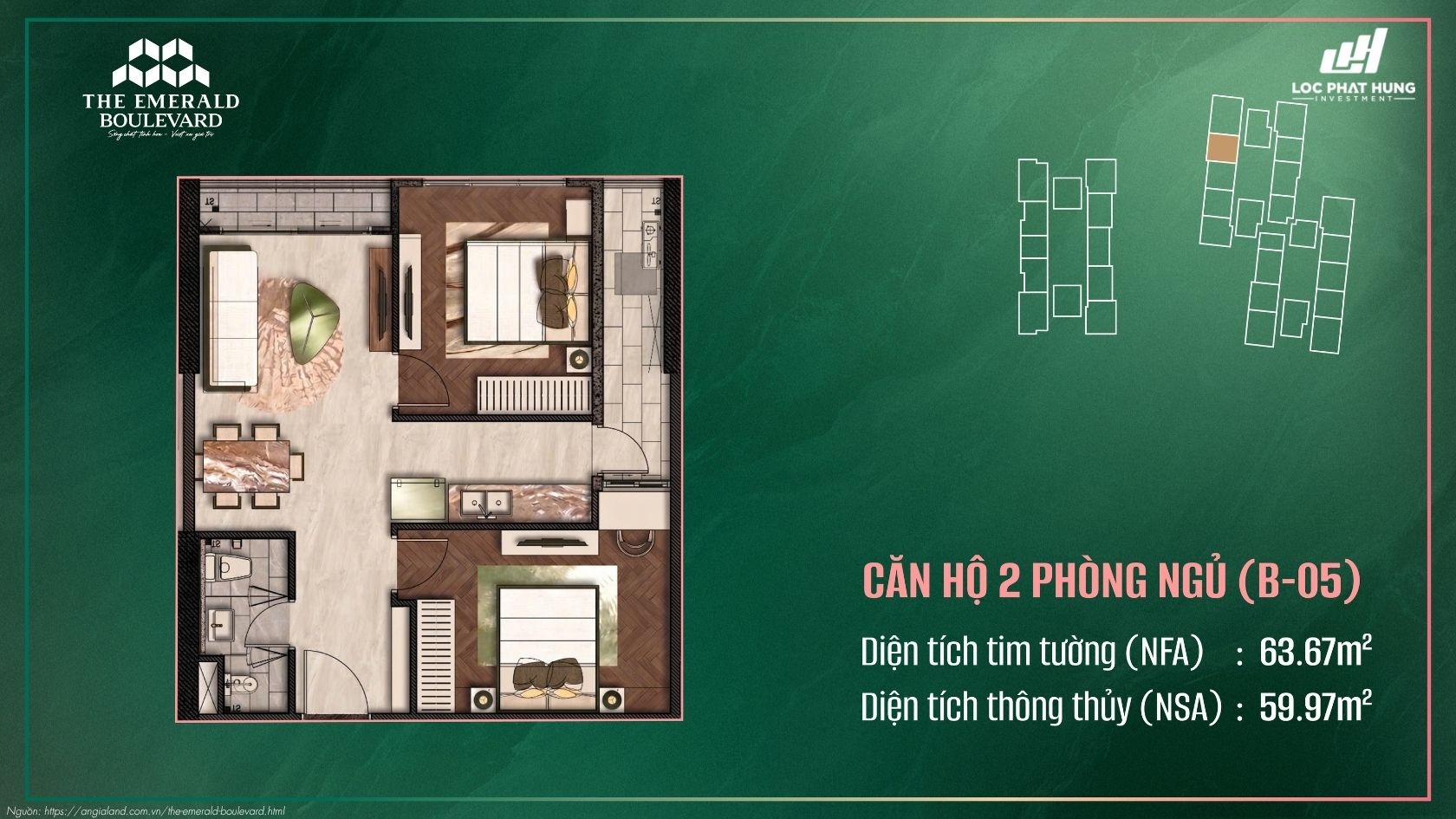 Thiết kế chi tiết căn hộ chung cư cao cấp The Emerald Boulevard
