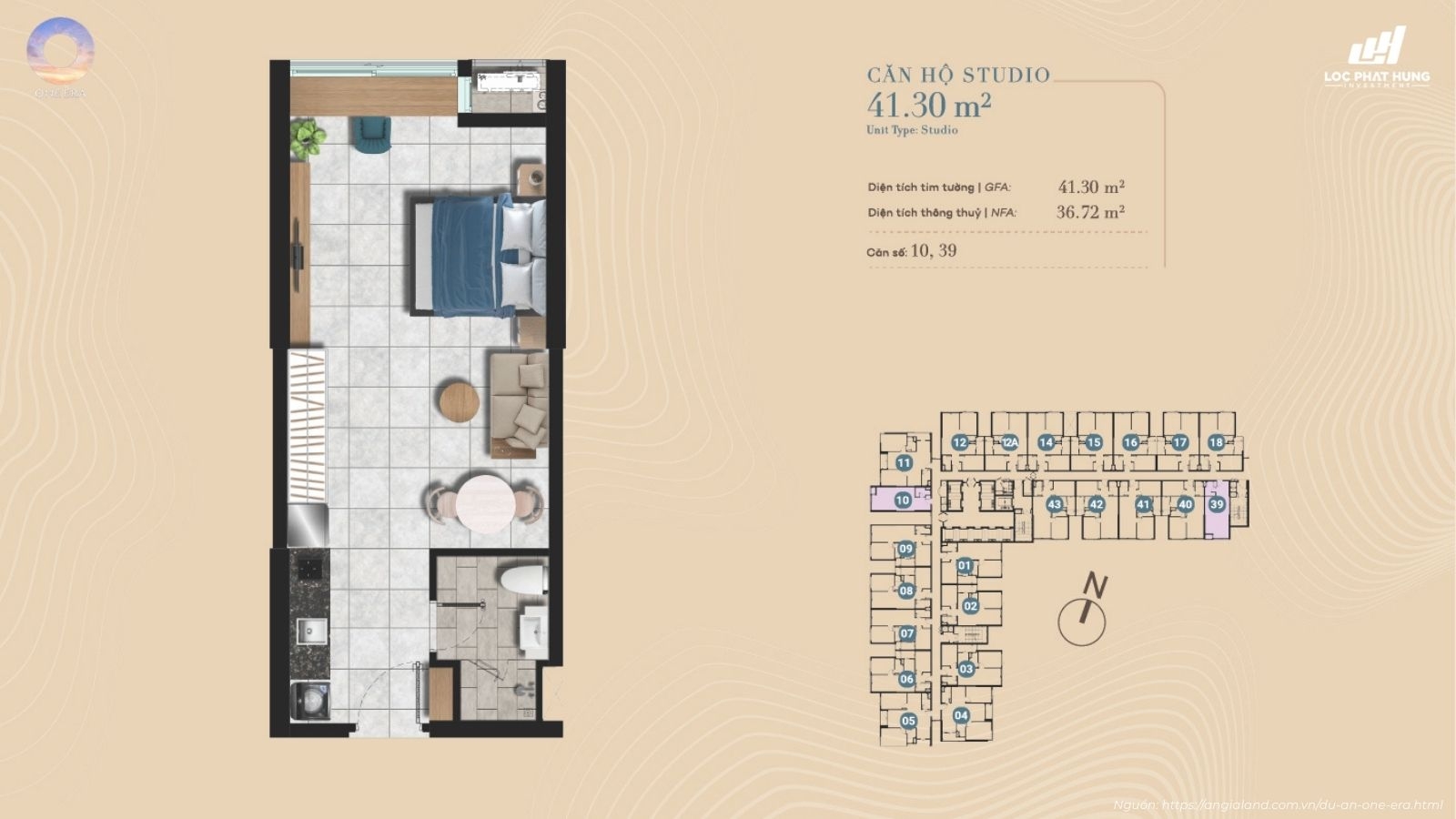 Thiết kế layout căn hộ Studio dự án One Era