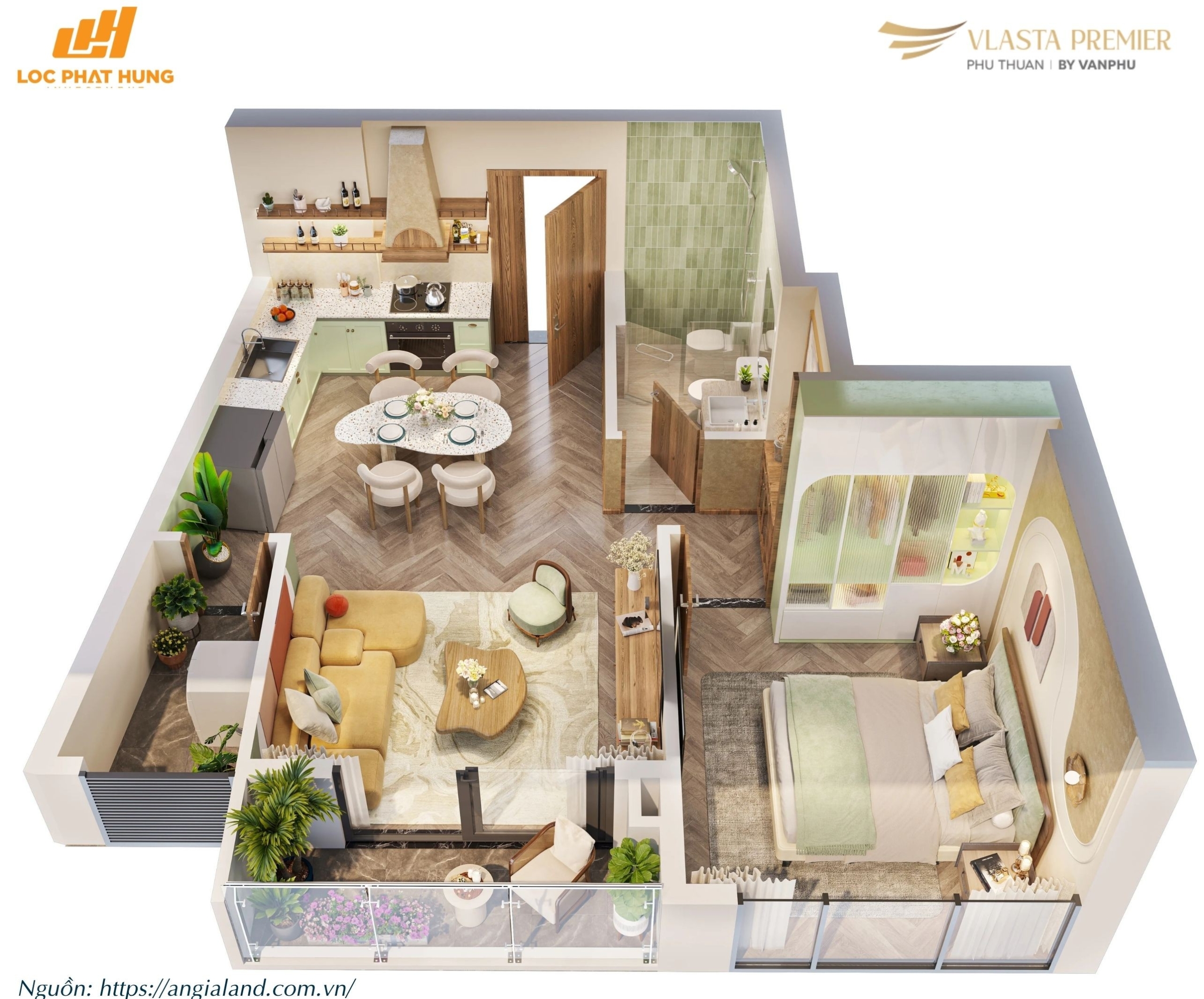Thiết kế layout căn hộ điển hình Tháp A dự án Vlasta Premier