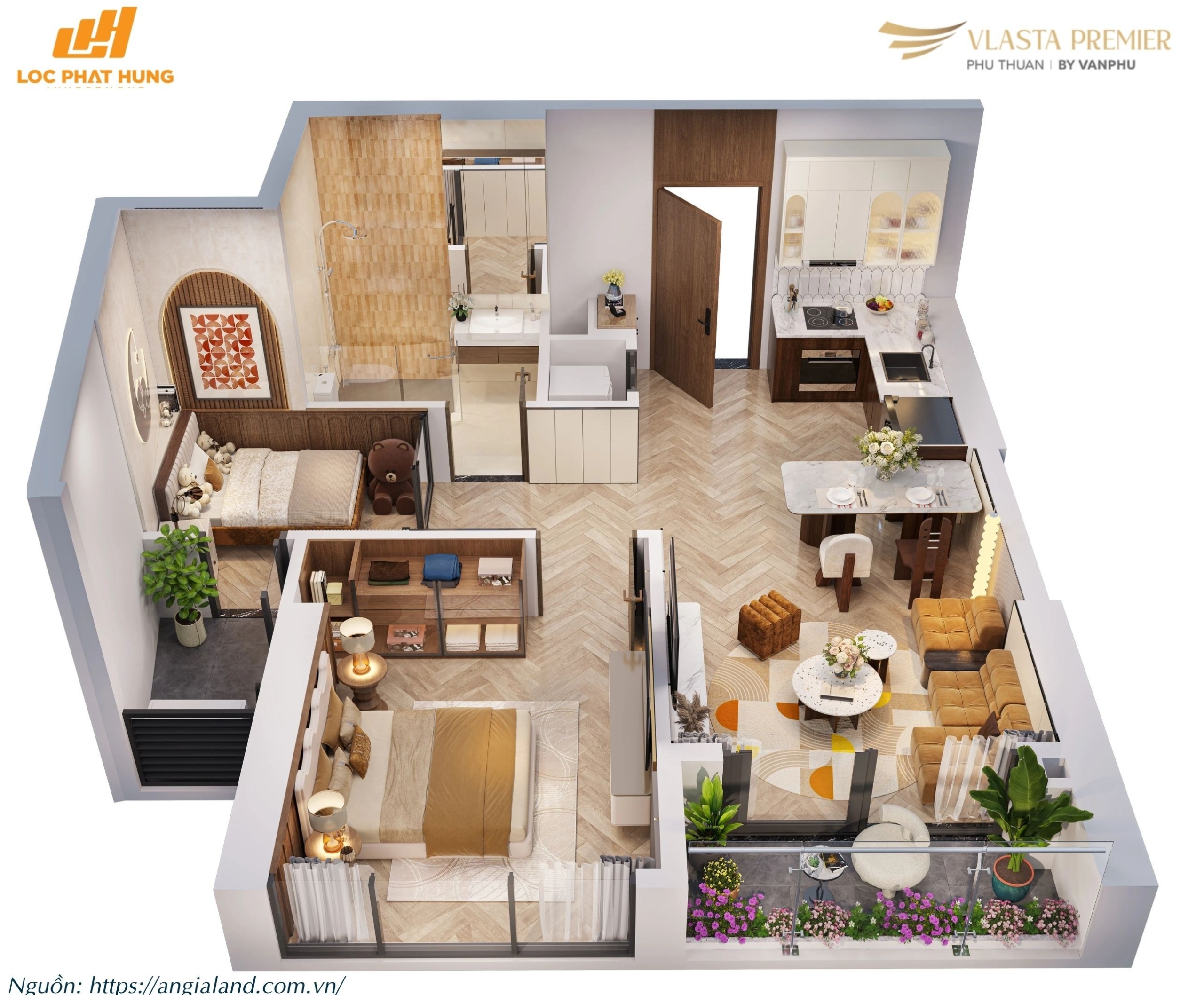 Thiết kế layout căn hộ điển hình Tháp A dự án Vlasta Premier