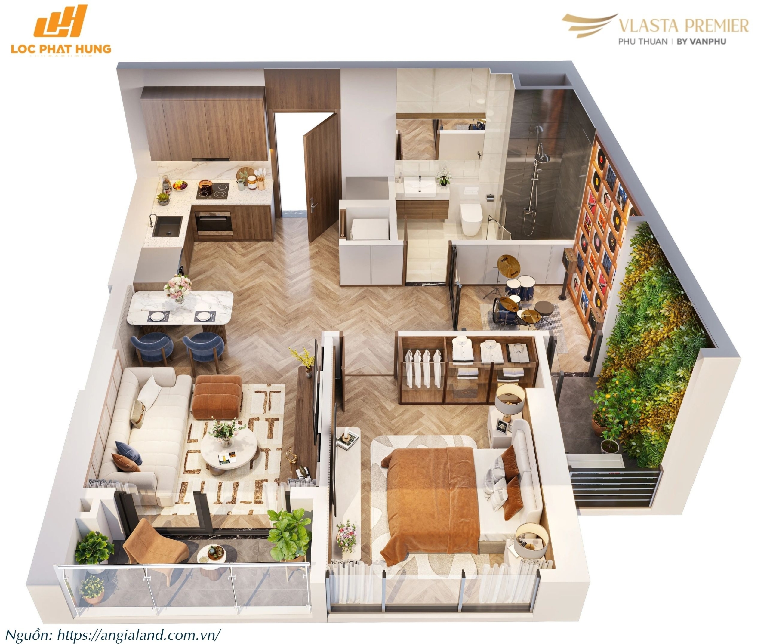 Thiết kế layout căn hộ điển hình Tháp A dự án Vlasta Premier