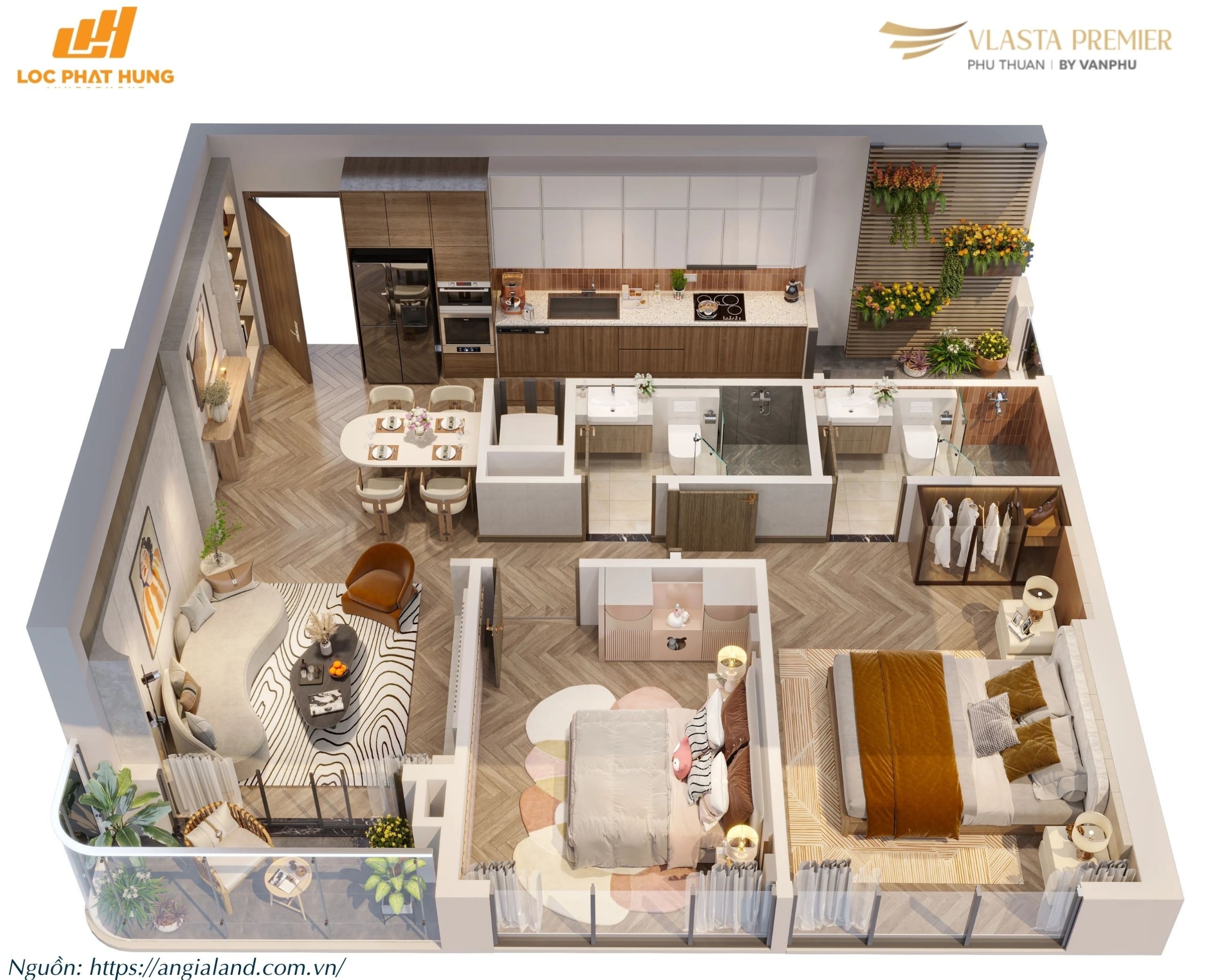 Thiết kế layout căn hộ điển hình Tháp A dự án Vlasta Premier
