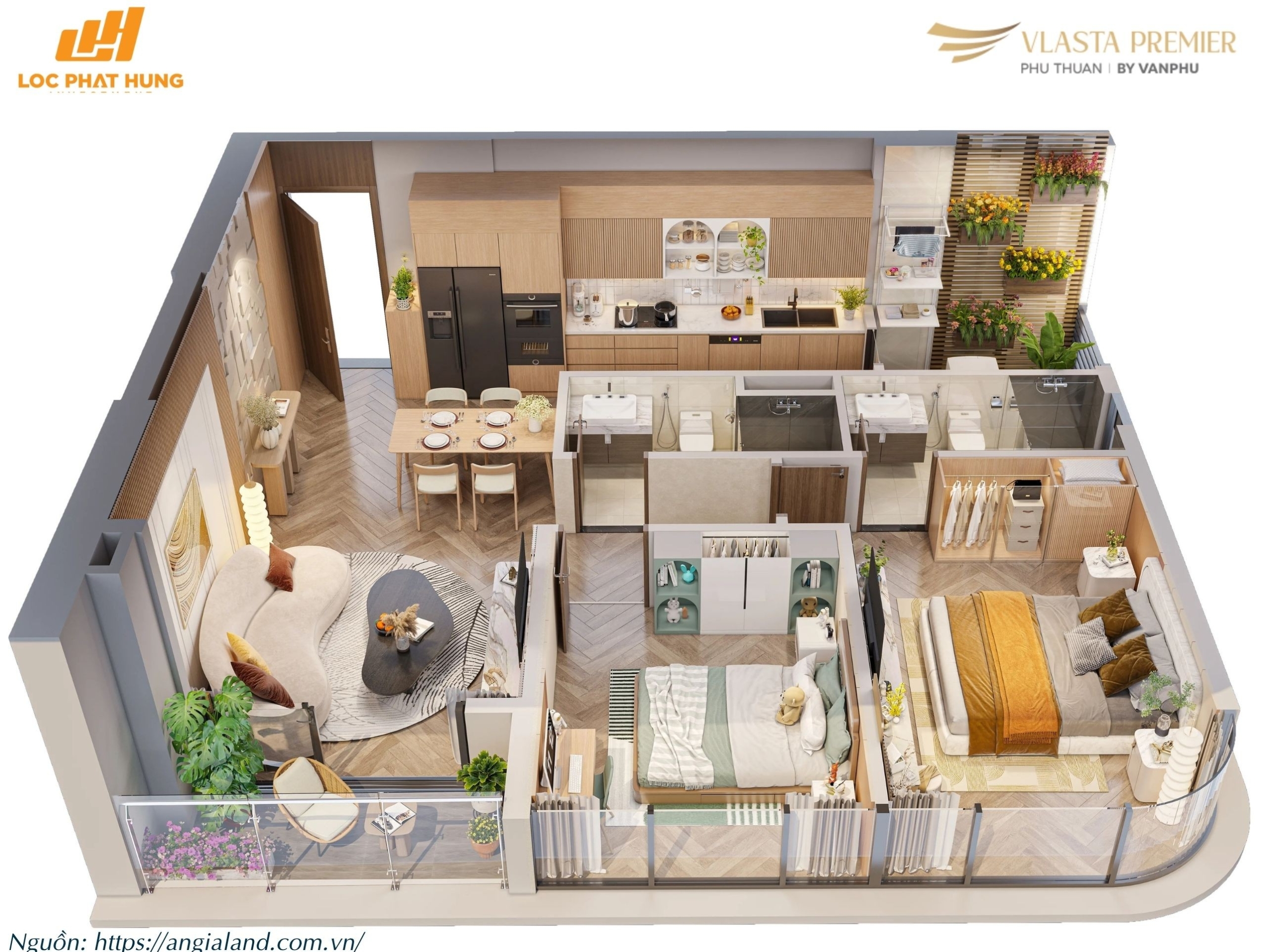 Thiết kế layout căn hộ điển hình Tháp A dự án Vlasta Premier