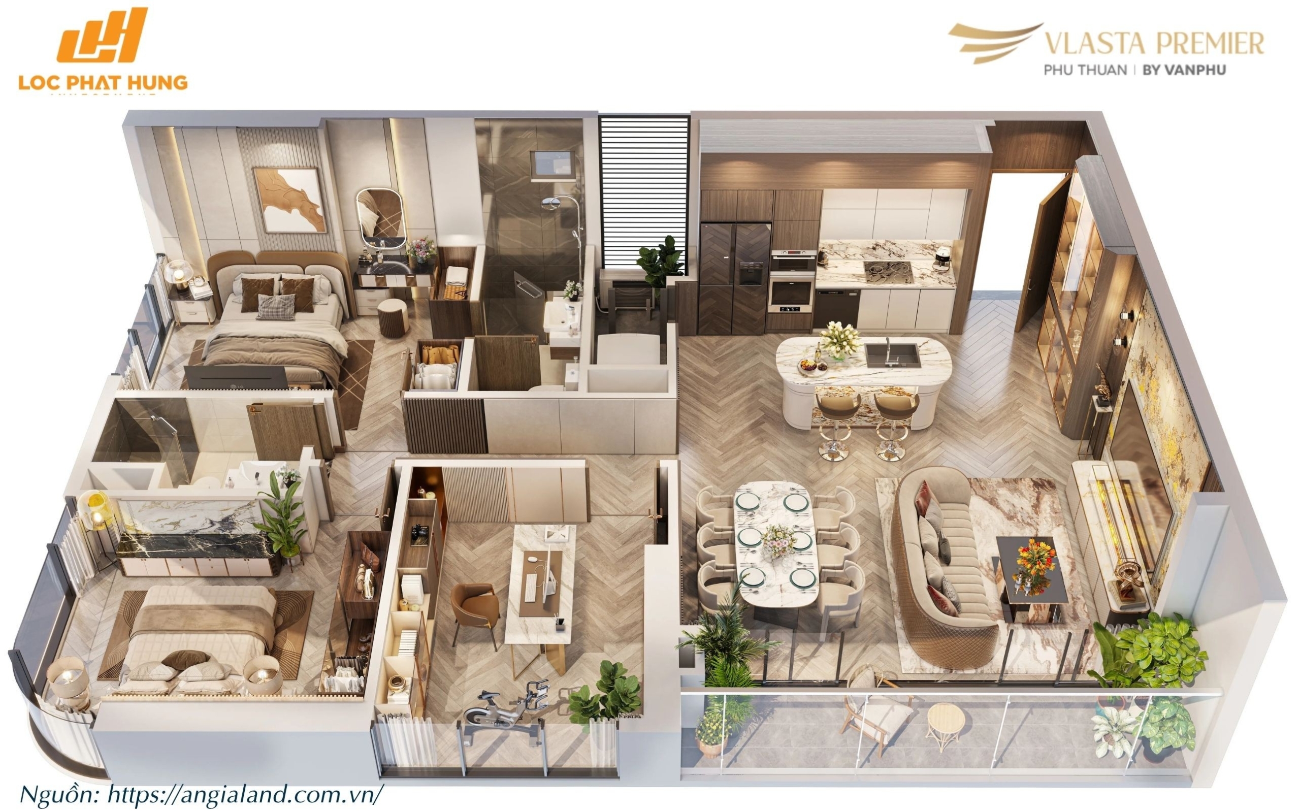 Thiết kế layout căn hộ điển hình Tháp A dự án Vlasta Premier