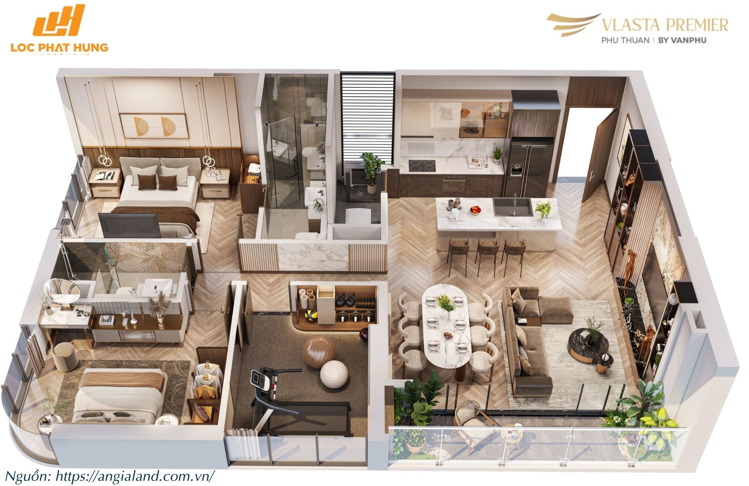 Thiết kế layout căn hộ điển hình Tháp A dự án Vlasta Premier