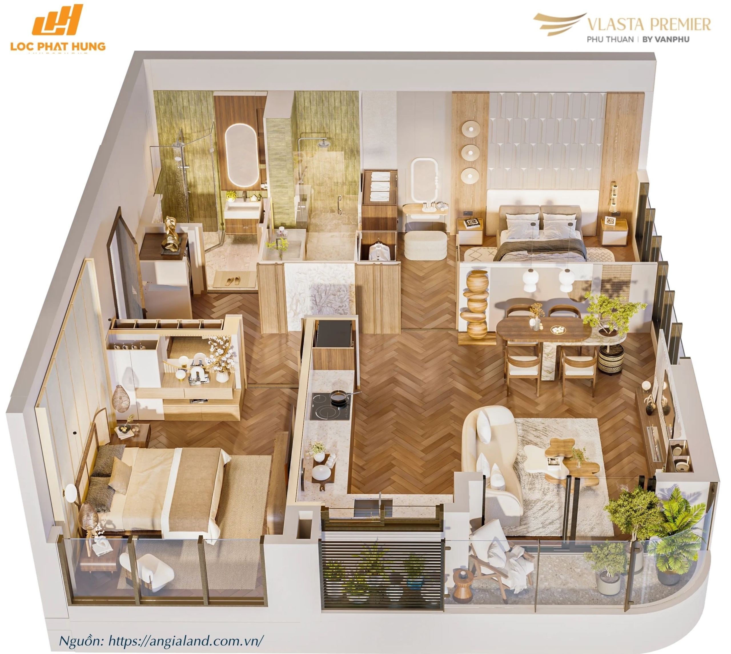 Thiết kế layout căn hộ điển hình Tháp B dự án Vlasta Premier