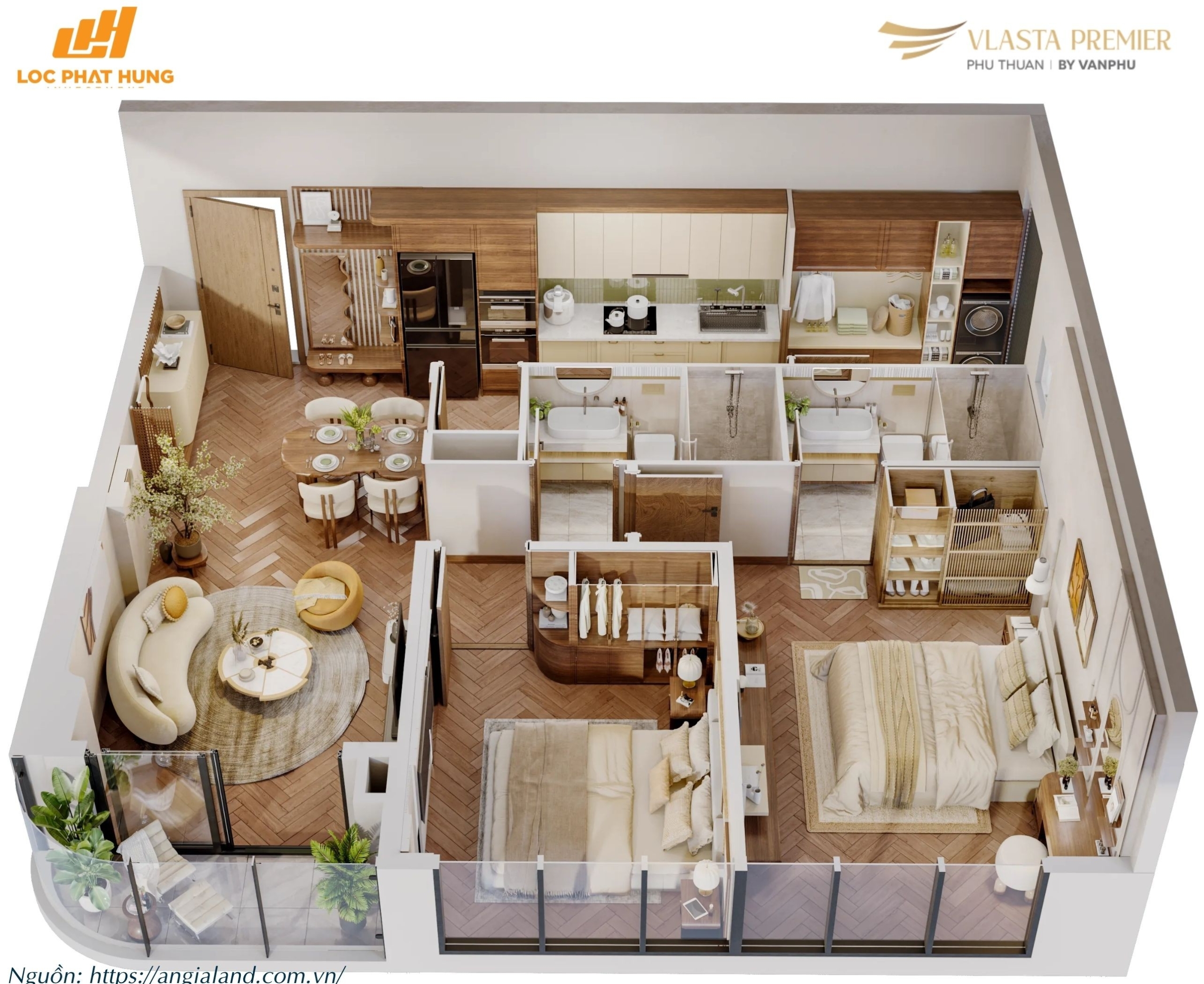 Thiết kế layout căn hộ điển hình Tháp B dự án Vlasta Premier