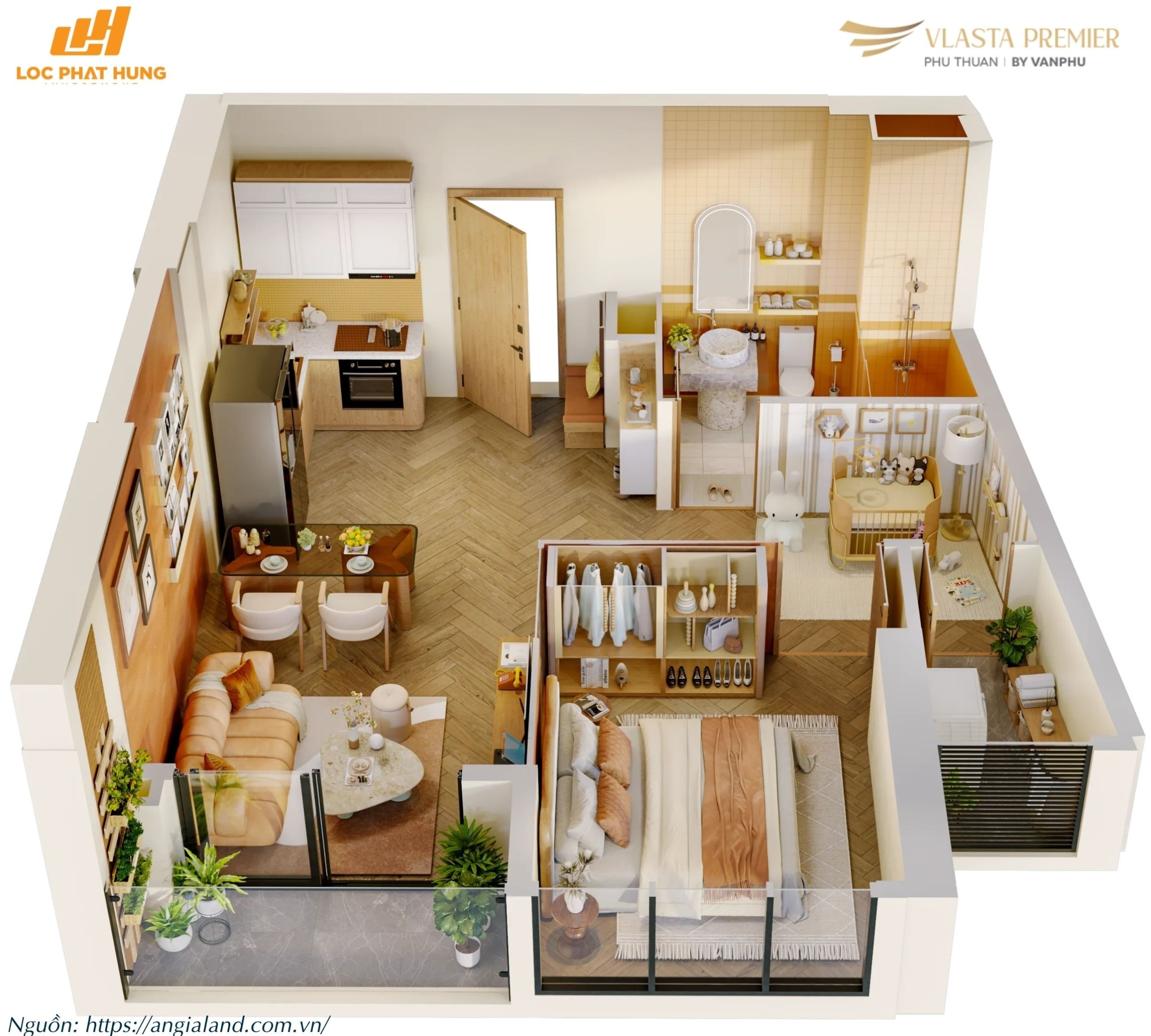 Thiết kế layout căn hộ điển hình Tháp B dự án Vlasta Premier