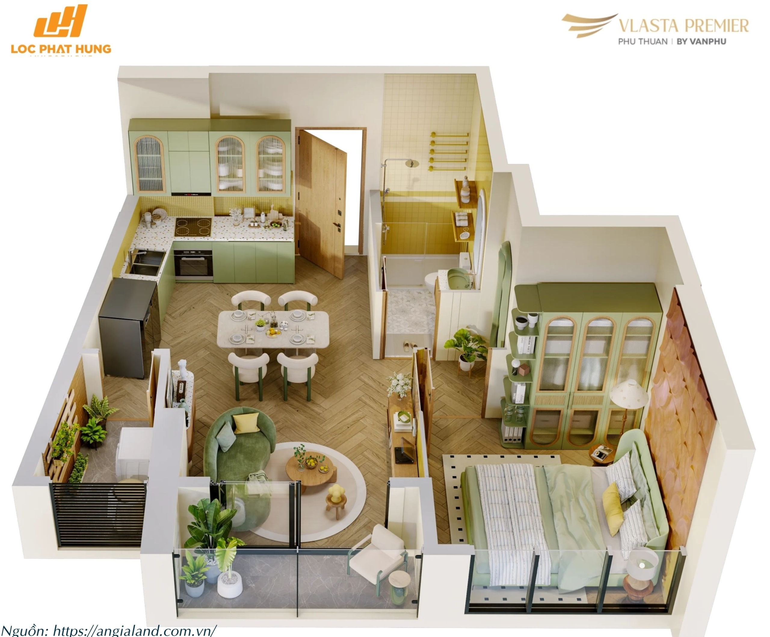 Thiết kế layout căn hộ điển hình Tháp B dự án Vlasta Premier