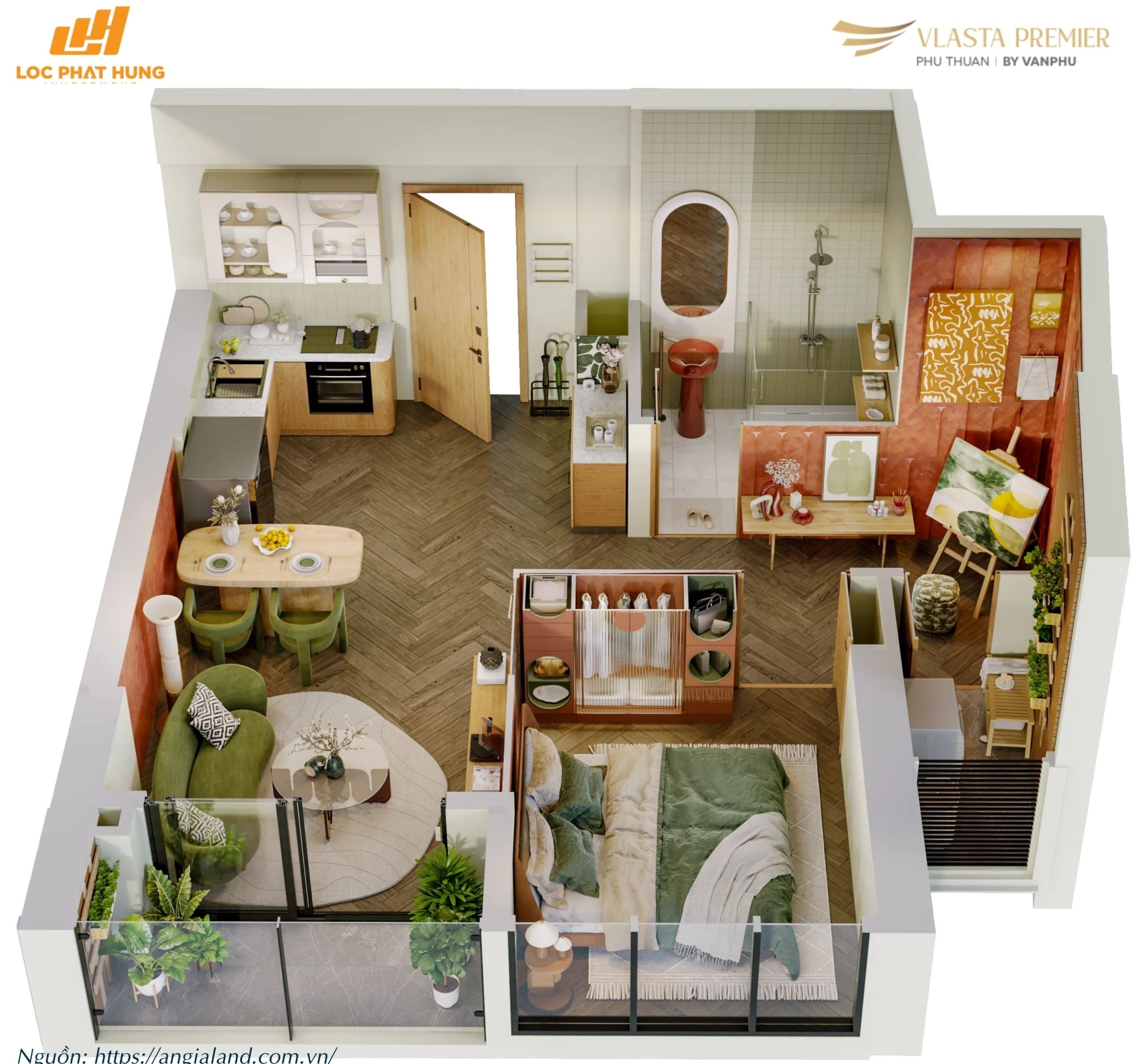 Thiết kế layout căn hộ điển hình Tháp B dự án Vlasta Premier