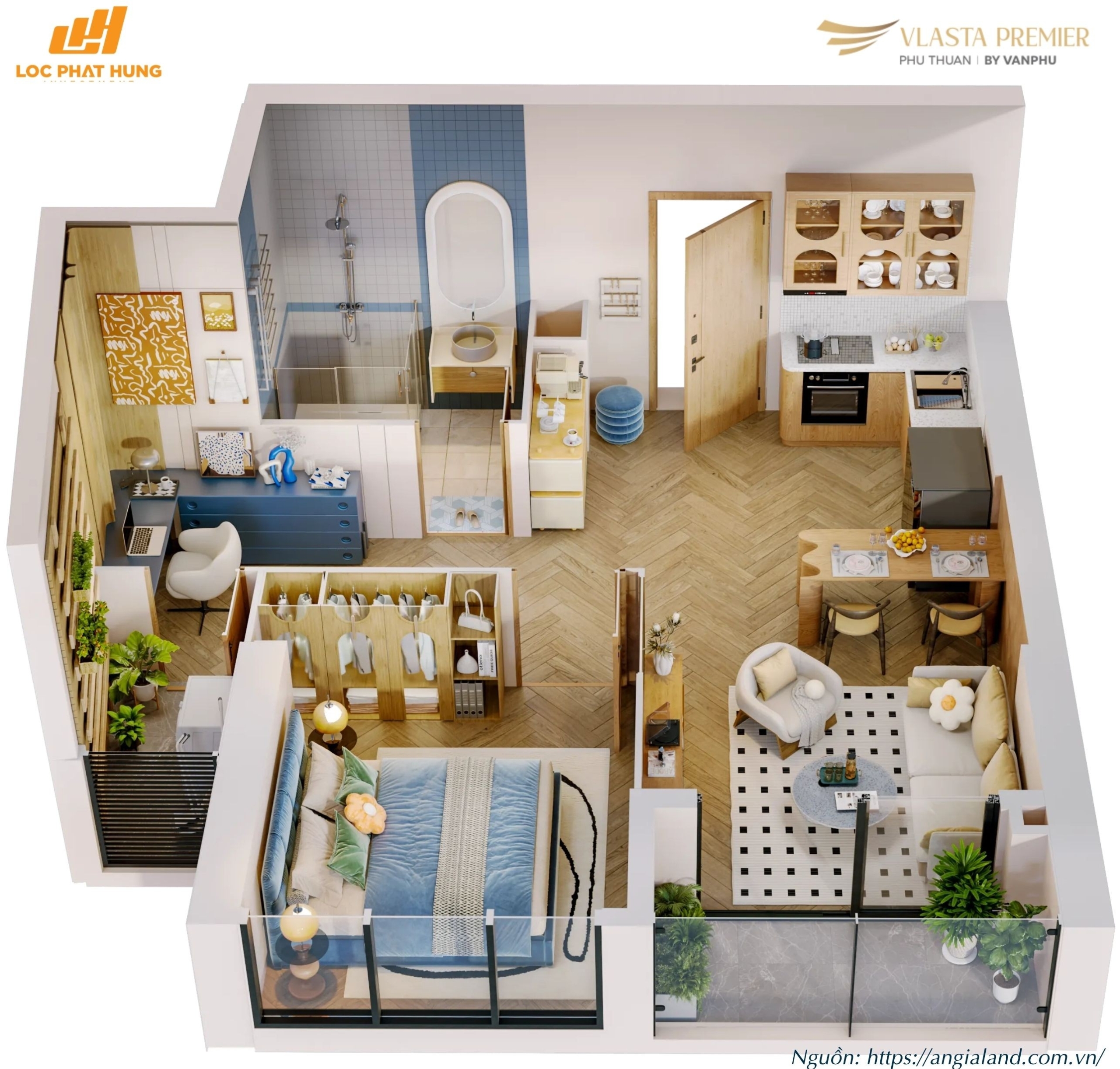 Thiết kế layout căn hộ điển hình Tháp B dự án Vlasta Premier