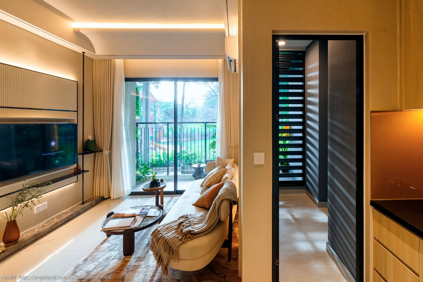 Thiết kế phòng khách nhà mẫu căn hộ Setia Edenia 2PN 2WC (diện tích 73m²) sang trọng