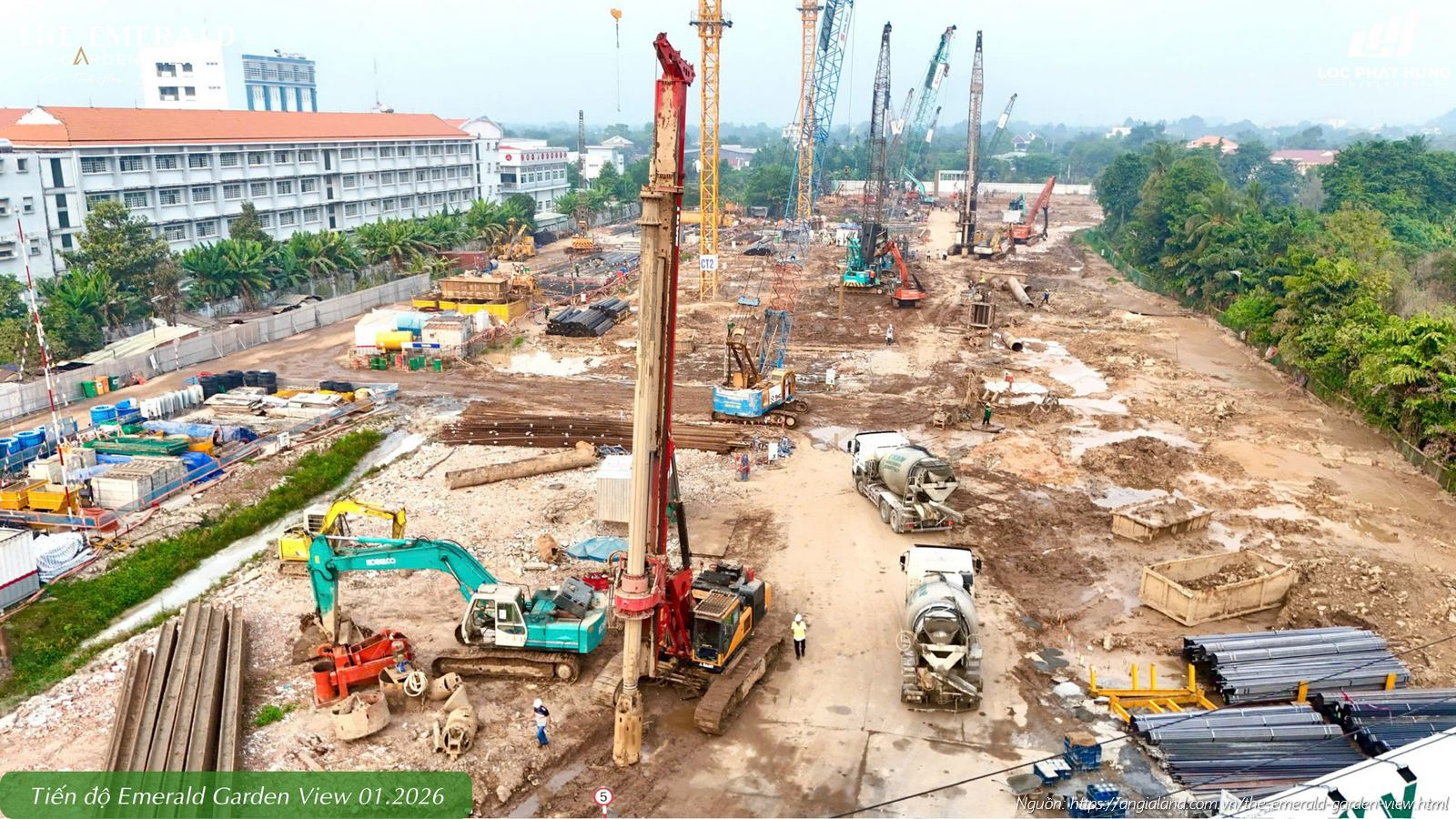 Tiến độ xây dựng tháng 01/2026 căn hộ chung cư The Emerald Garden View Thuận An