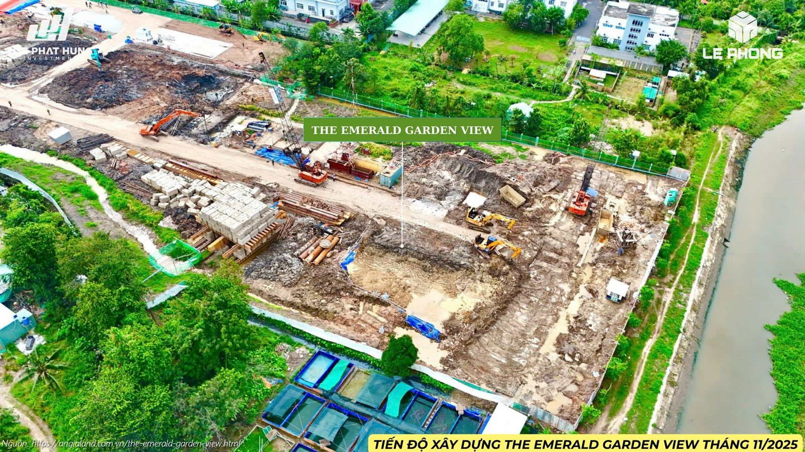 Hình ảnh thực tế tiến độ xây dựng dự án The Emerald Garden View tháng 11/2025.