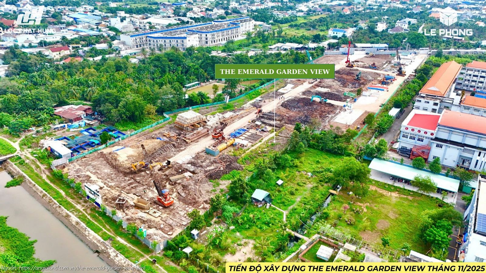 Hình ảnh thực tế tiến độ xây dựng dự án The Emerald Garden View tháng 11/2025.