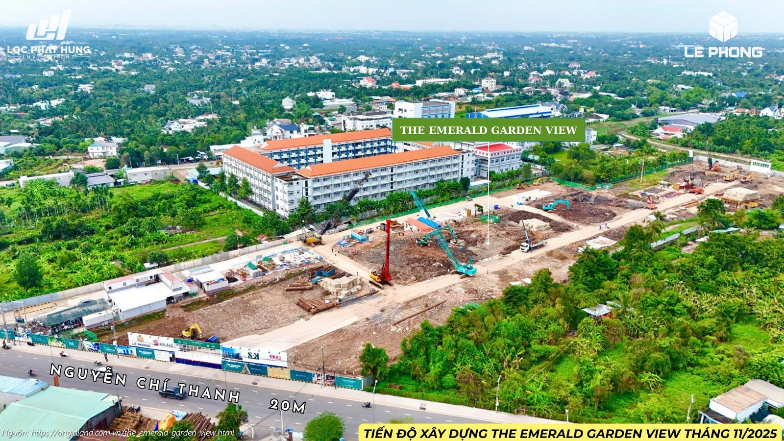 Hình ảnh thực tế tiến độ xây dựng dự án The Emerald Garden View tháng 11/2025.