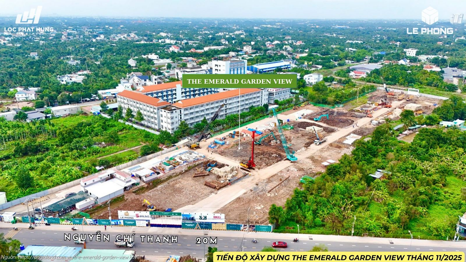 Hình ảnh thực tế tiến độ xây dựng dự án The Emerald Garden View tháng 11/2025.