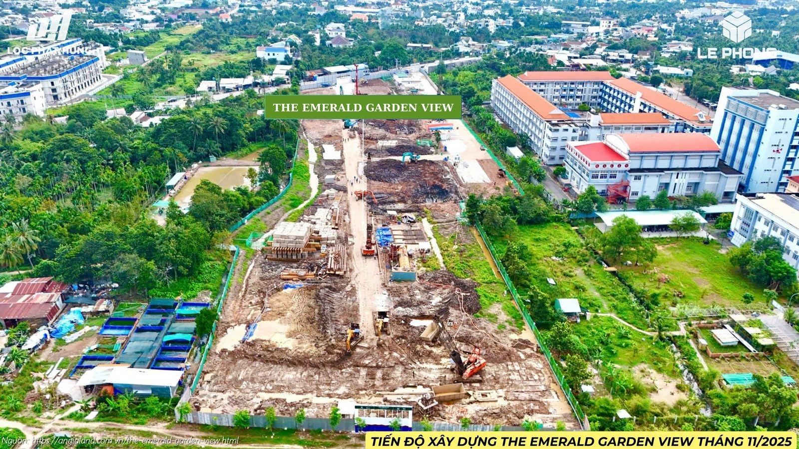 Hình ảnh thực tế tiến độ xây dựng dự án The Emerald Garden View tháng 11/2025.
