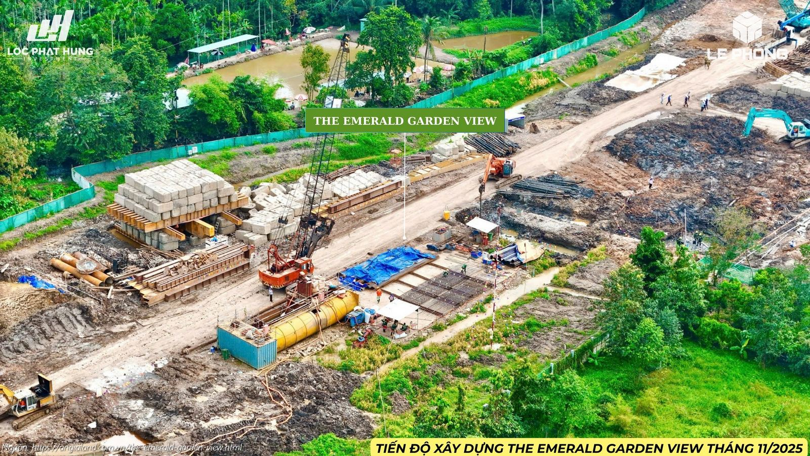 Hình ảnh thực tế tiến độ xây dựng dự án The Emerald Garden View tháng 11/2025.