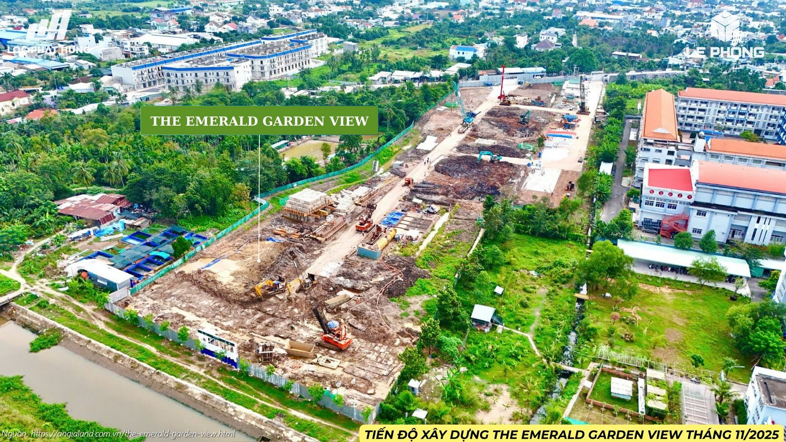 Hình ảnh thực tế tiến độ xây dựng dự án The Emerald Garden View tháng 11/2025.
