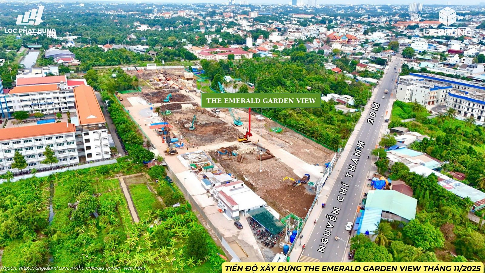 Hình ảnh thực tế tiến độ xây dựng dự án The Emerald Garden View tháng 11/2025.