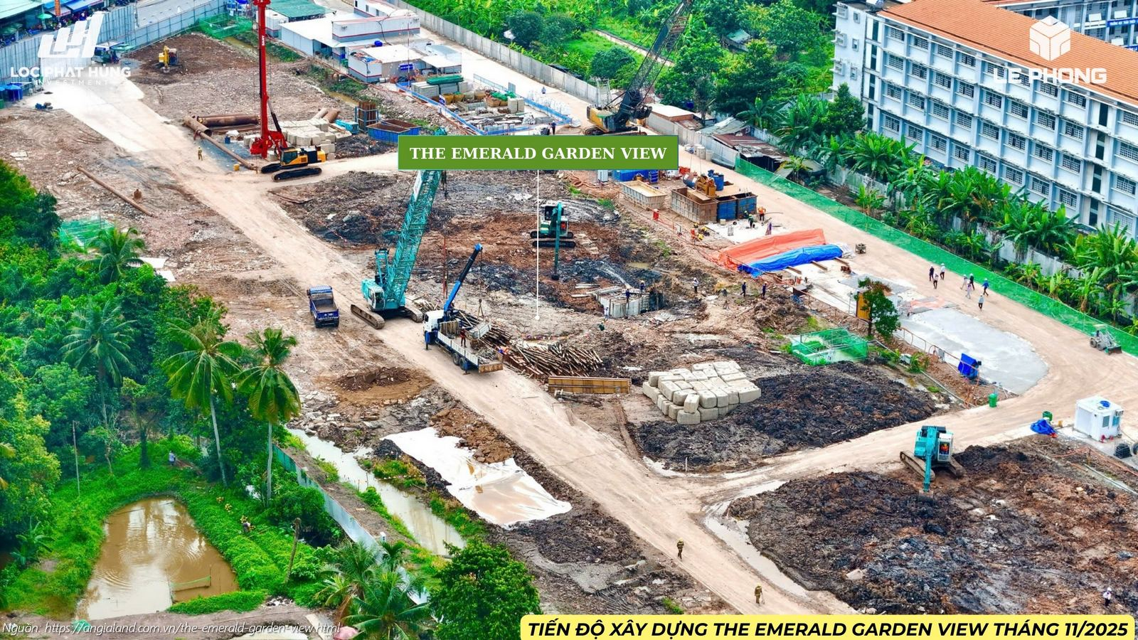 Hình ảnh thực tế tiến độ xây dựng dự án The Emerald Garden View tháng 11/2025.