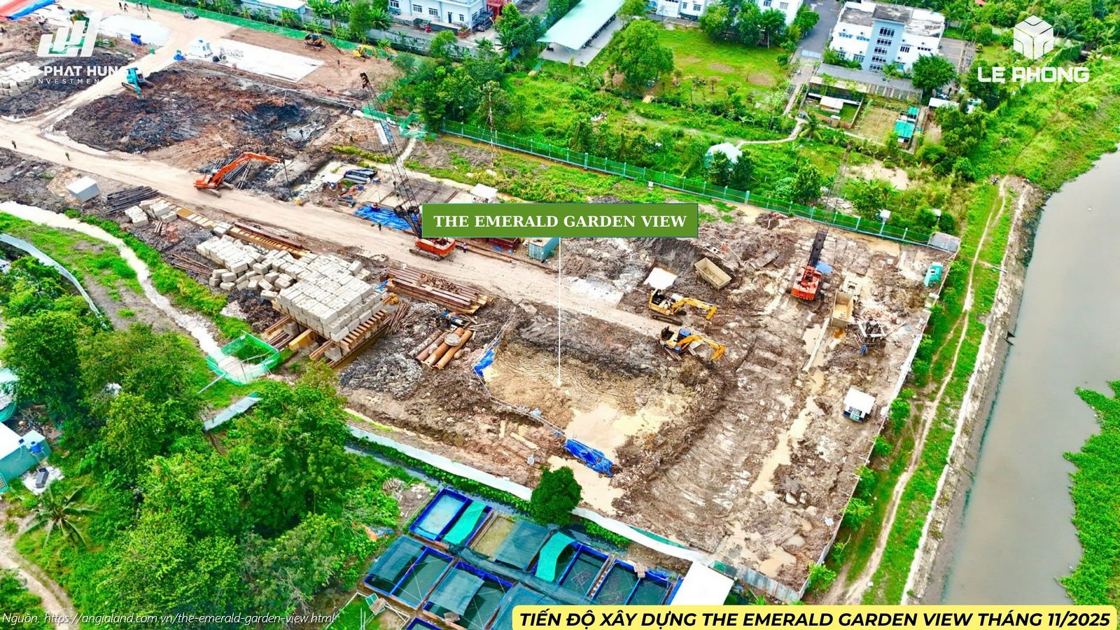 Hình ảnh thực tế tiến độ xây dựng dự án The Emerald Garden View tháng 11/2025.