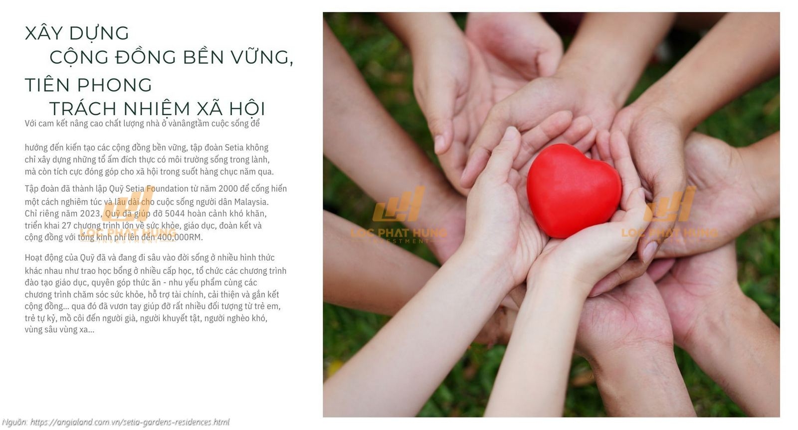 Trách nhiệm xã hội và xây dựng cộng đồng của chủ đầu tư dự án Setia Gardens Residences