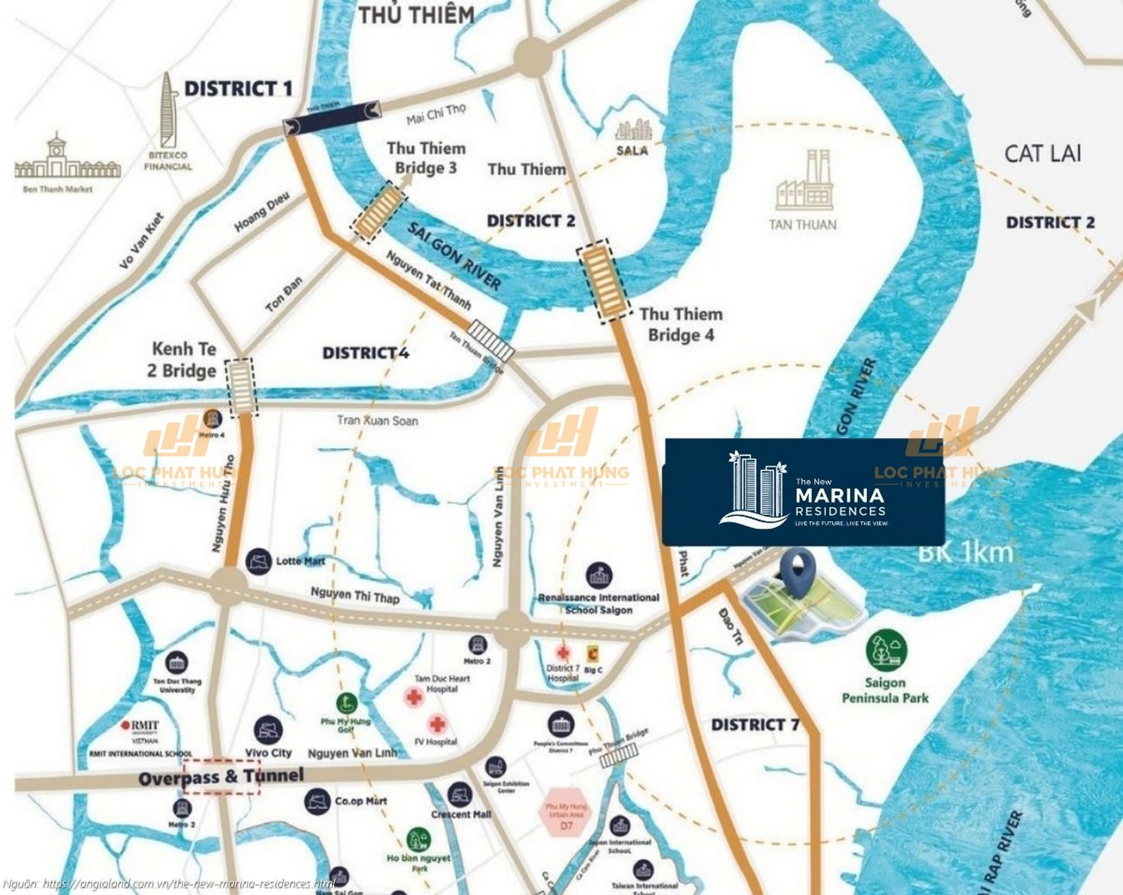  Vị trí và bản đồ đường đi đến dự án The New Marina Residences Quận 7, mặt tiền đường Đào Trí