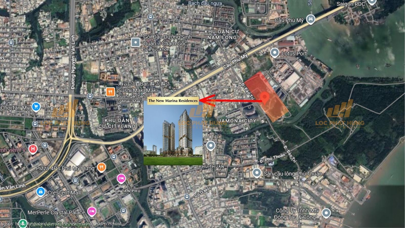 Vị trí và bản đồ đường đi đến dự án The New Marina Residences Quận 7, mặt tiền đường Đào Trí