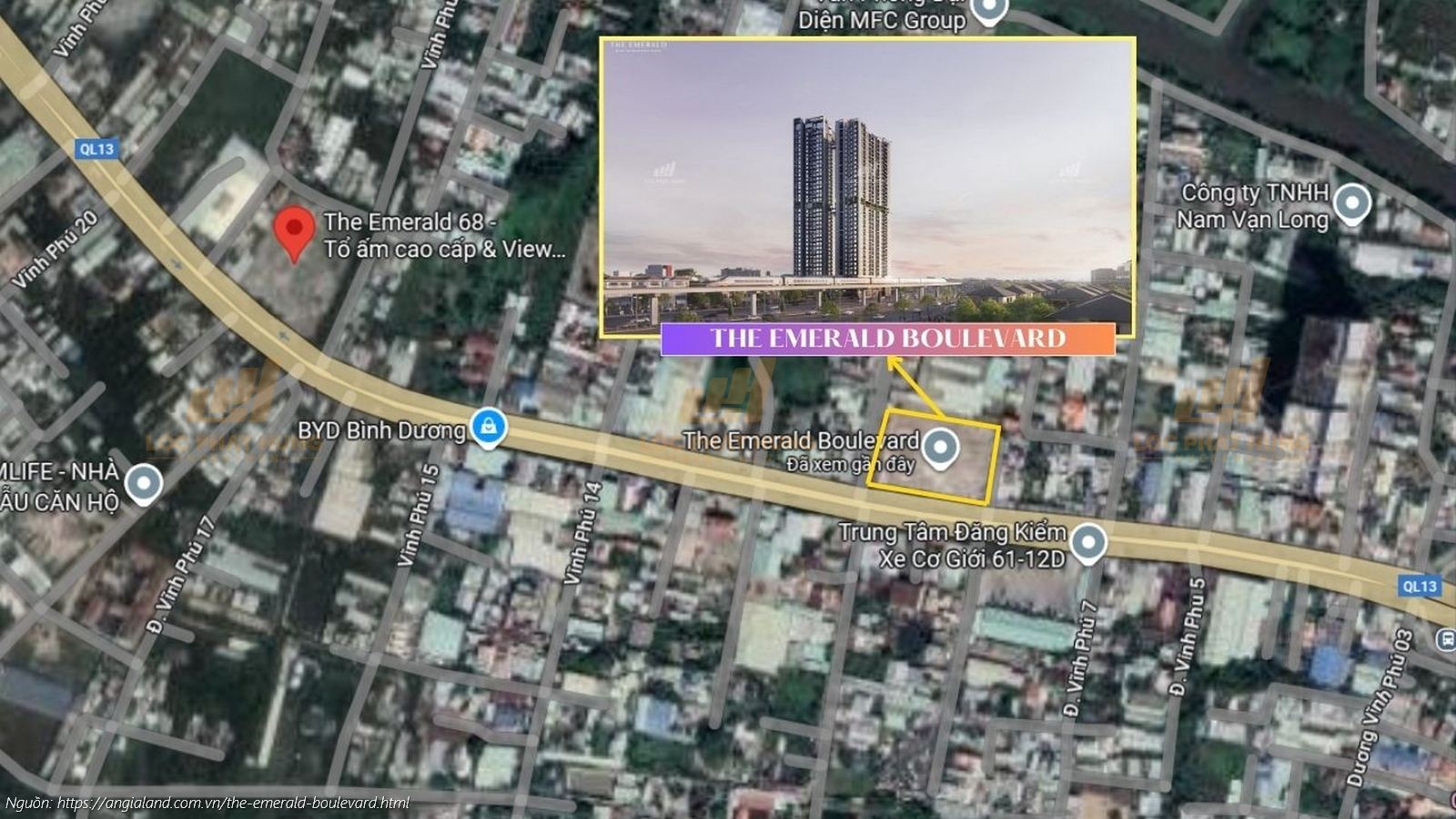 Vị trí địa chỉ dự án căn hộ chung cư The Emerald Boulevard