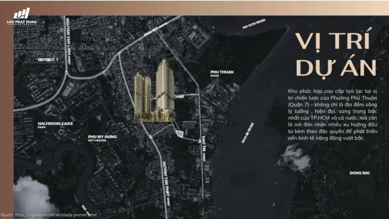 Vị trí dự án căn hộ Vlasta Premier mặt tiền đường Đào Trí, Phường Phú Thuận, Quận 7