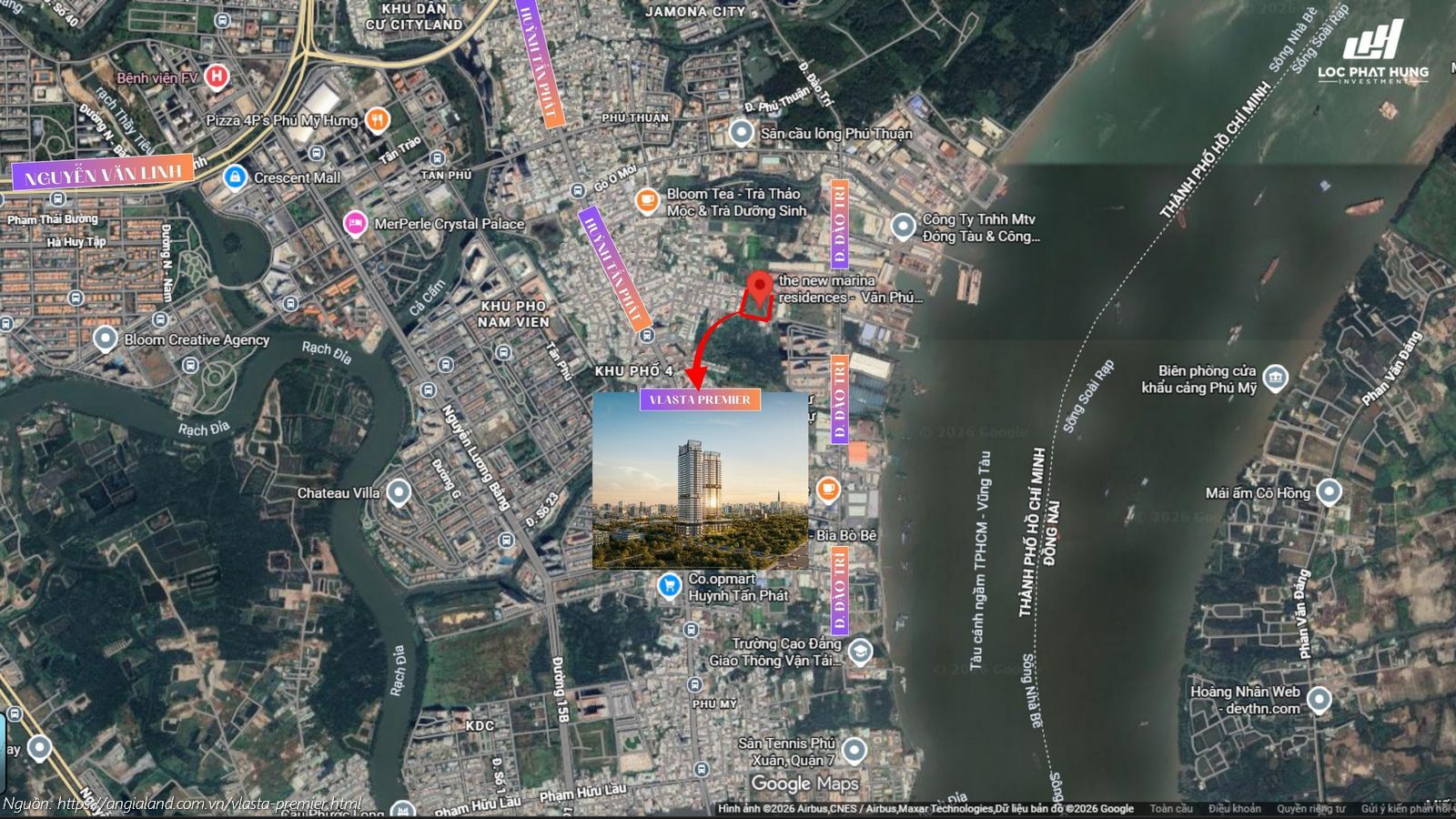 Vị trí dự án căn hộ Vlasta Premier mặt tiền đường Đào Trí, Phường Phú Thuận, Quận 7