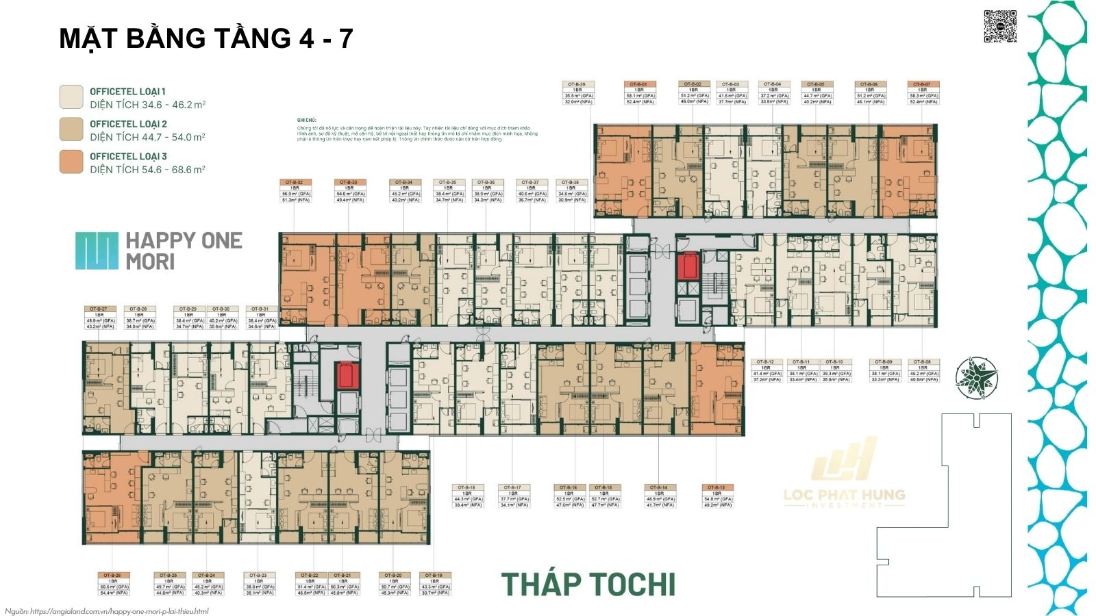 Mặt Bằng Tầng điển Hình 4-7 Dự án Căn Hộ Happy One Mori