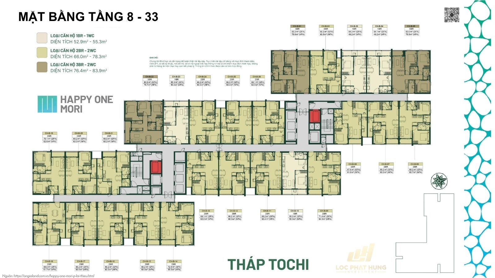 Mặt Bằng Tầng điển Hình 8-33 Dự án Căn Hộ Happy One Mori