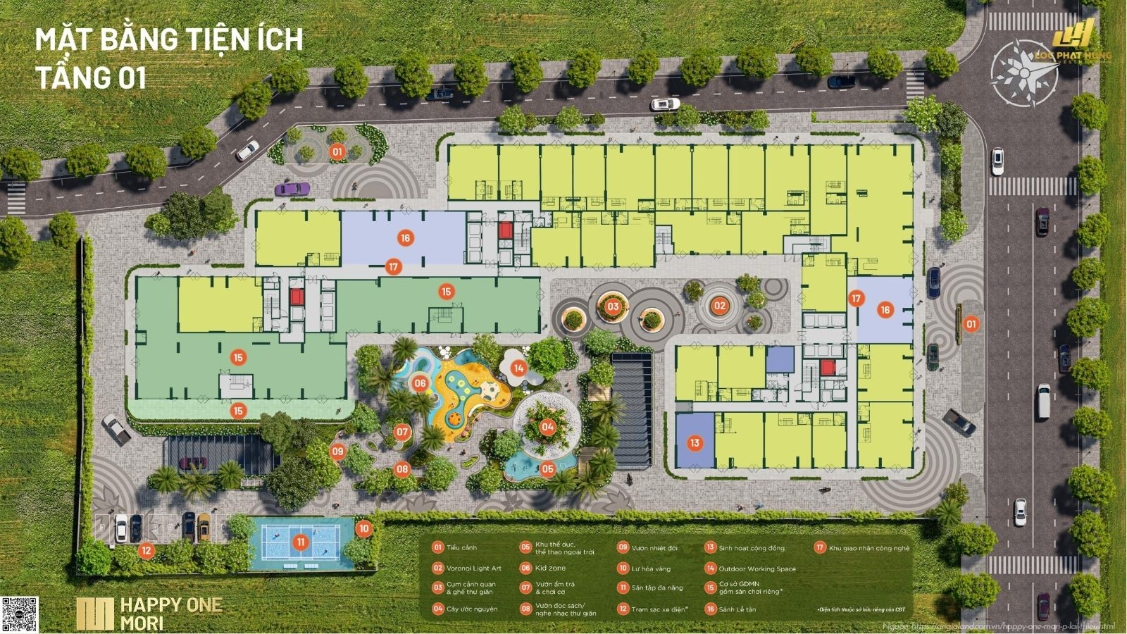 Mặt Bằng Tiện ích Tầng 1 Tại Dự án Happy One Mori
