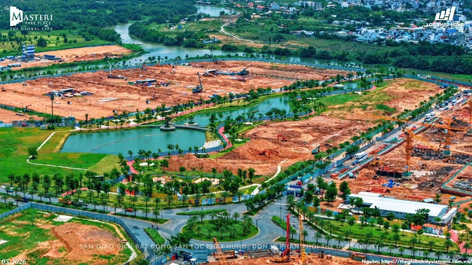 ình ảnh thực tế tiến độ thi công móng hầm và dựng cẩu tháp đồng loạt tại phân khu Masteri Park Place Khu CT5 tháng 05.2026