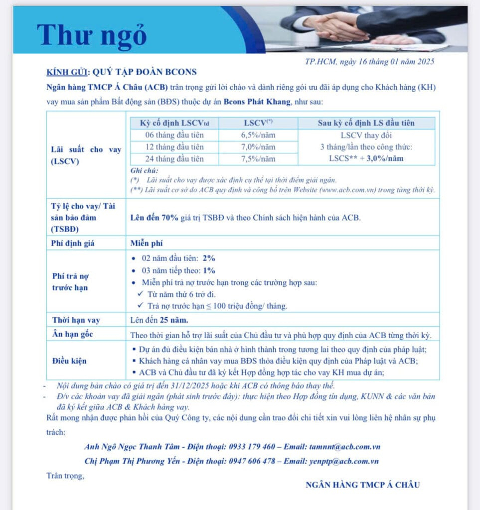 Quy trình hỗ trợ vay ngân hàng mua nhà Bcons