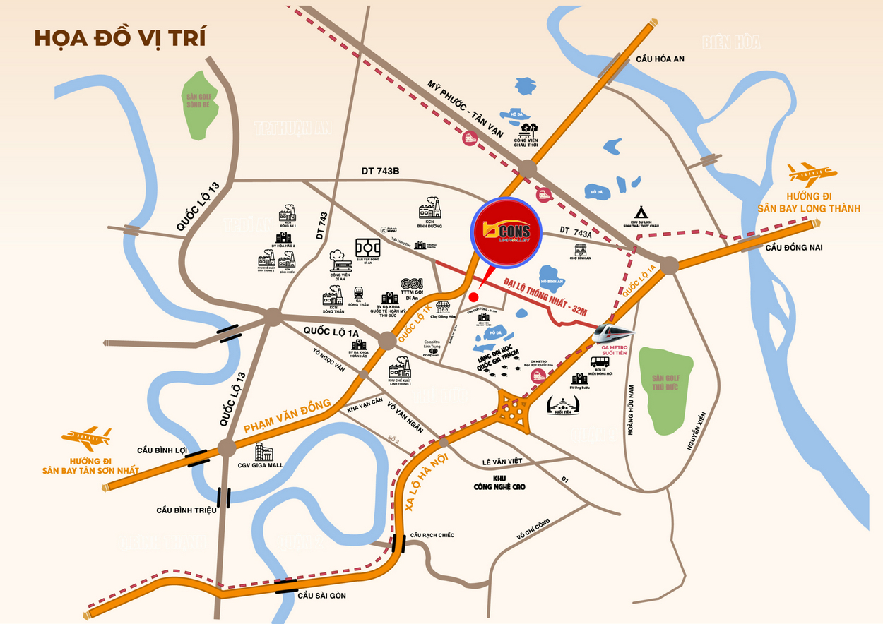 Vị trí Bcons Uni Valley
