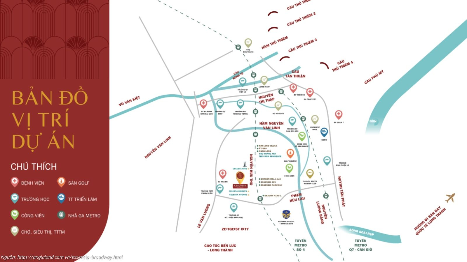 Bản đồ vị trí dự án Essensia Broadway mặt tiền Nguyễn Hữu Thọ, Nhà Bè
