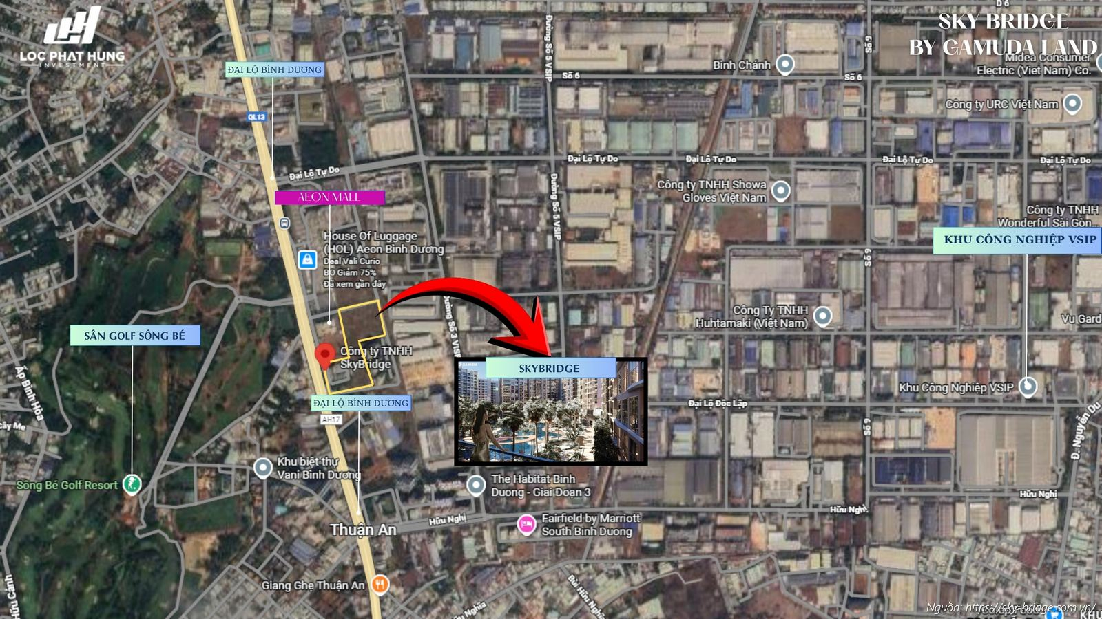 Bản đồ vị trí Dự án Skybridge Gamuda Land QL13