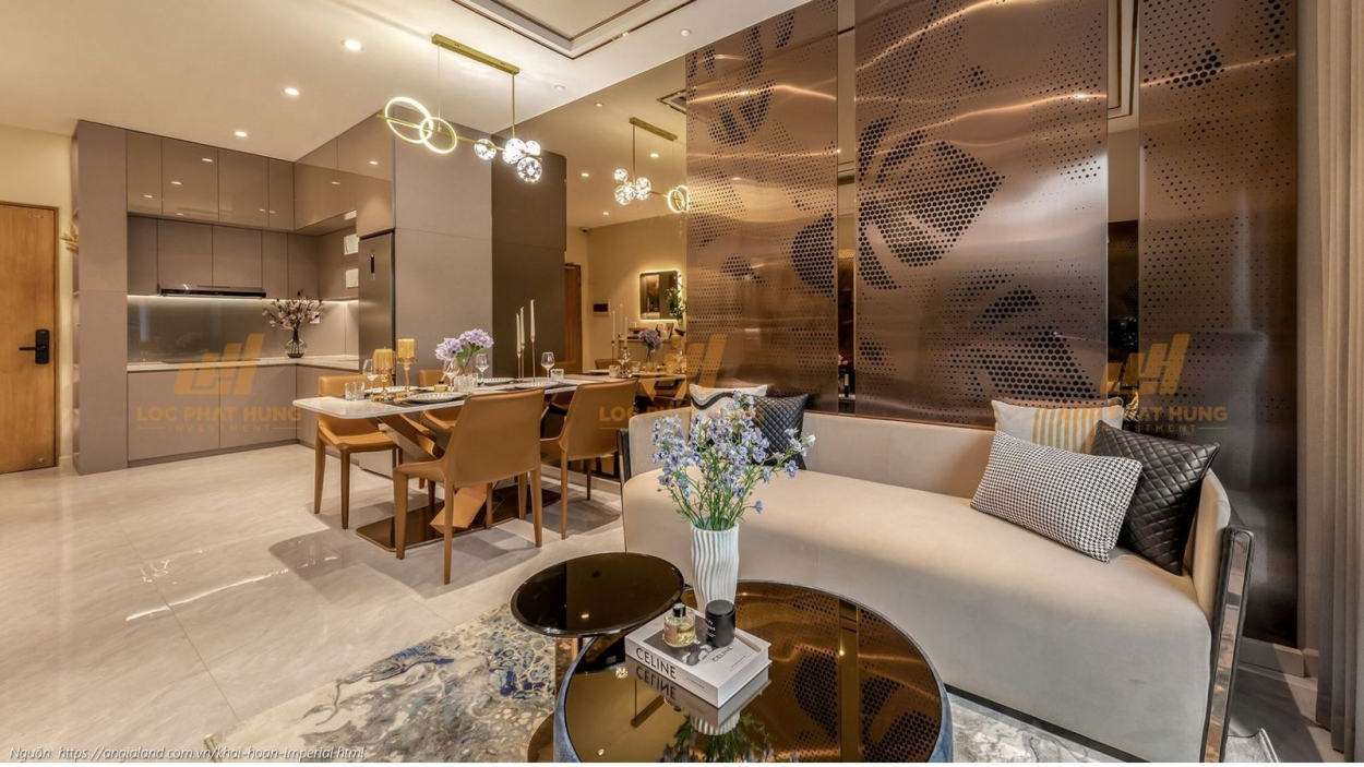 Phòng khách nhà mẫu căn hộ 2PN - 2WC (68m2) dự án Bespoke TPHCM Phòng khách nhà mẫu căn hộ 2PN - 2WC (68m2) dự án Bespoke TPHCM