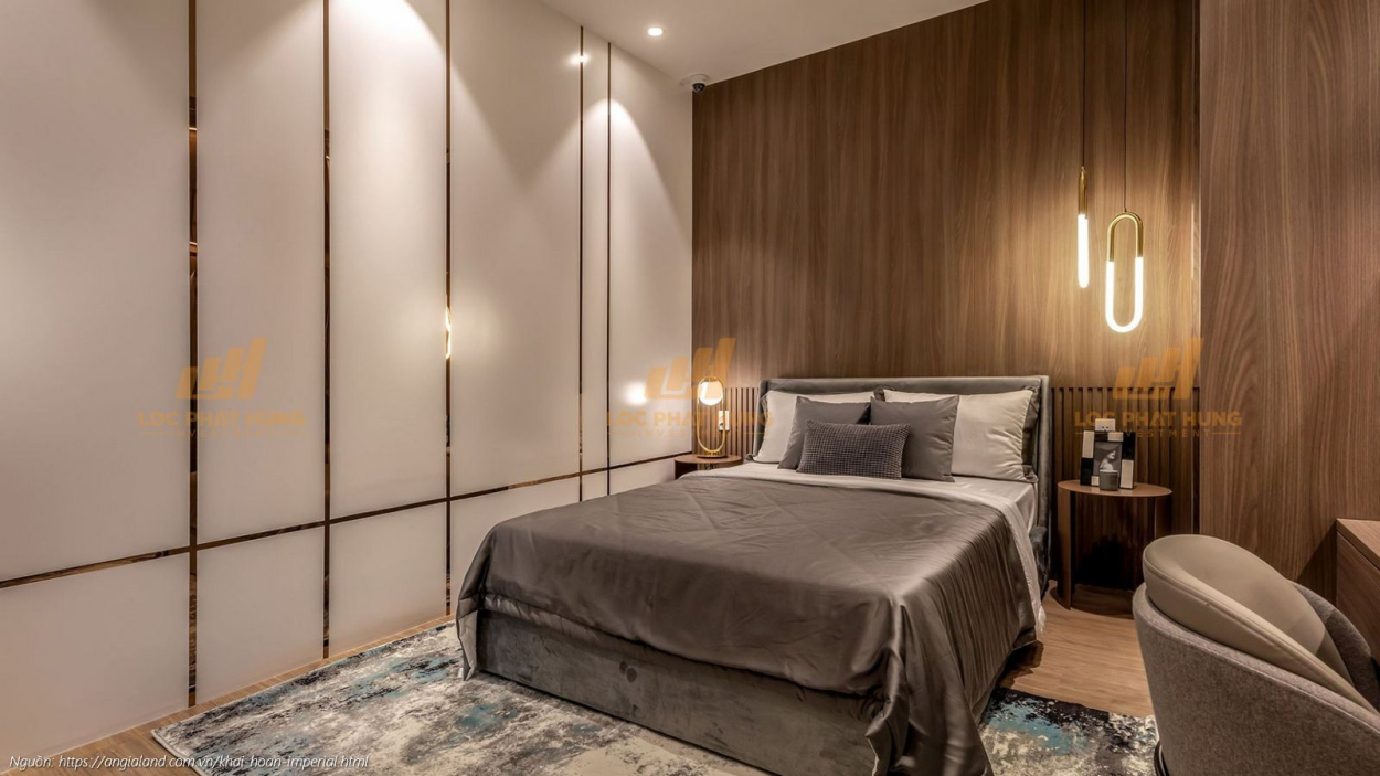 Phòng ngủ master nhà mẫu căn hộ 2PN - 2WC (68m2) dự án Bespoke TPHCM