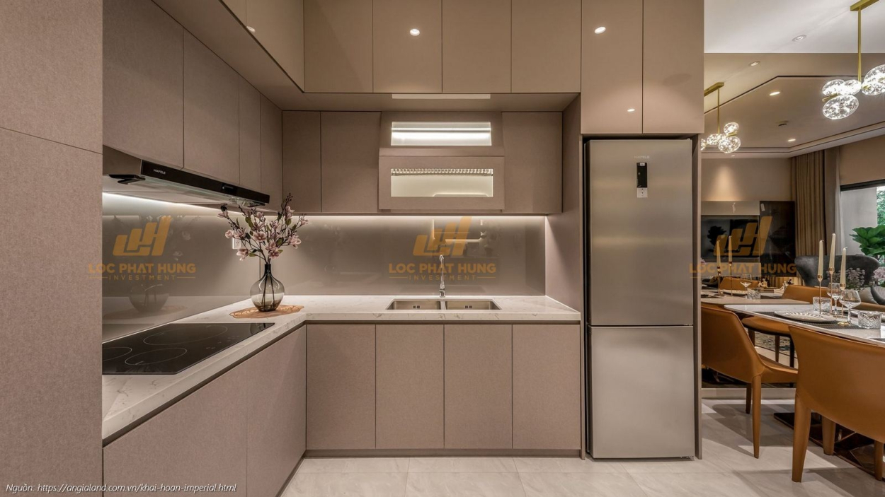 Khu vực bếp nhà mẫu căn hộ 2PN - 2WC (68m2) dự án Bespoke TPHCM