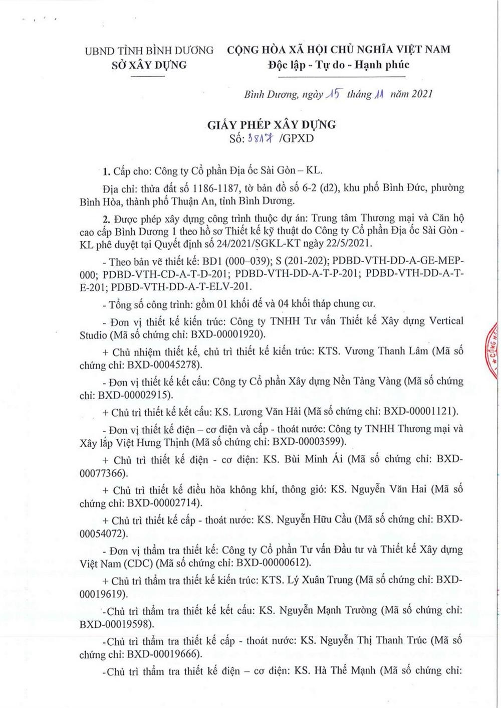 Giấy phép xây dựng La Pura trang 1