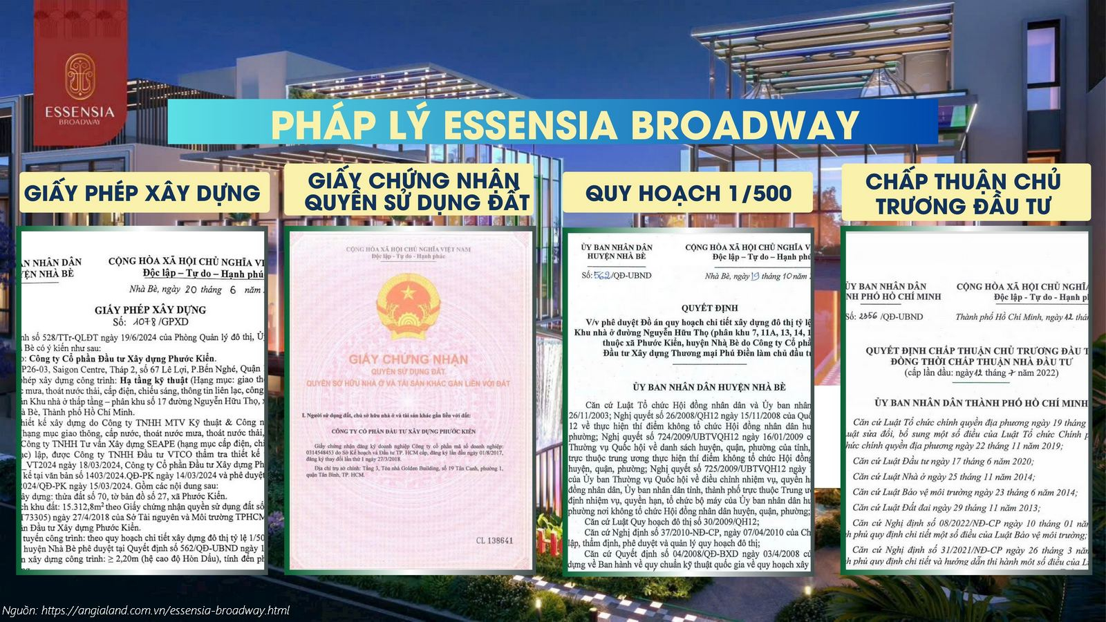 Bộ hồ sơ pháp lý hoàn chỉnh dự án Essensia Broadway: Giấy phép xây dựng, Quy hoạch 1/500 & Sổ hồng